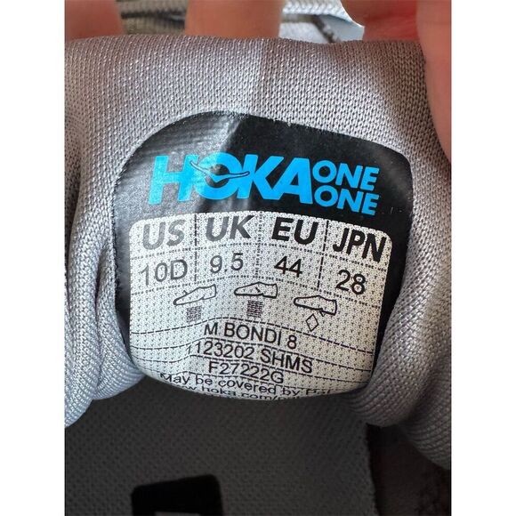 Hoka One One Bondi 8 Men's Running Shoes Gray Size 10 Athletic - Picture 9 of 12